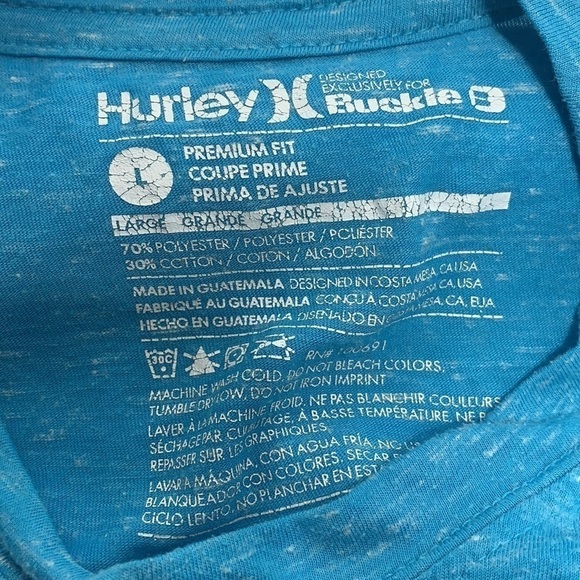 MEN’S Hurley Teal Short sleeve Tee shirt Size L - Picture 4 of 4
